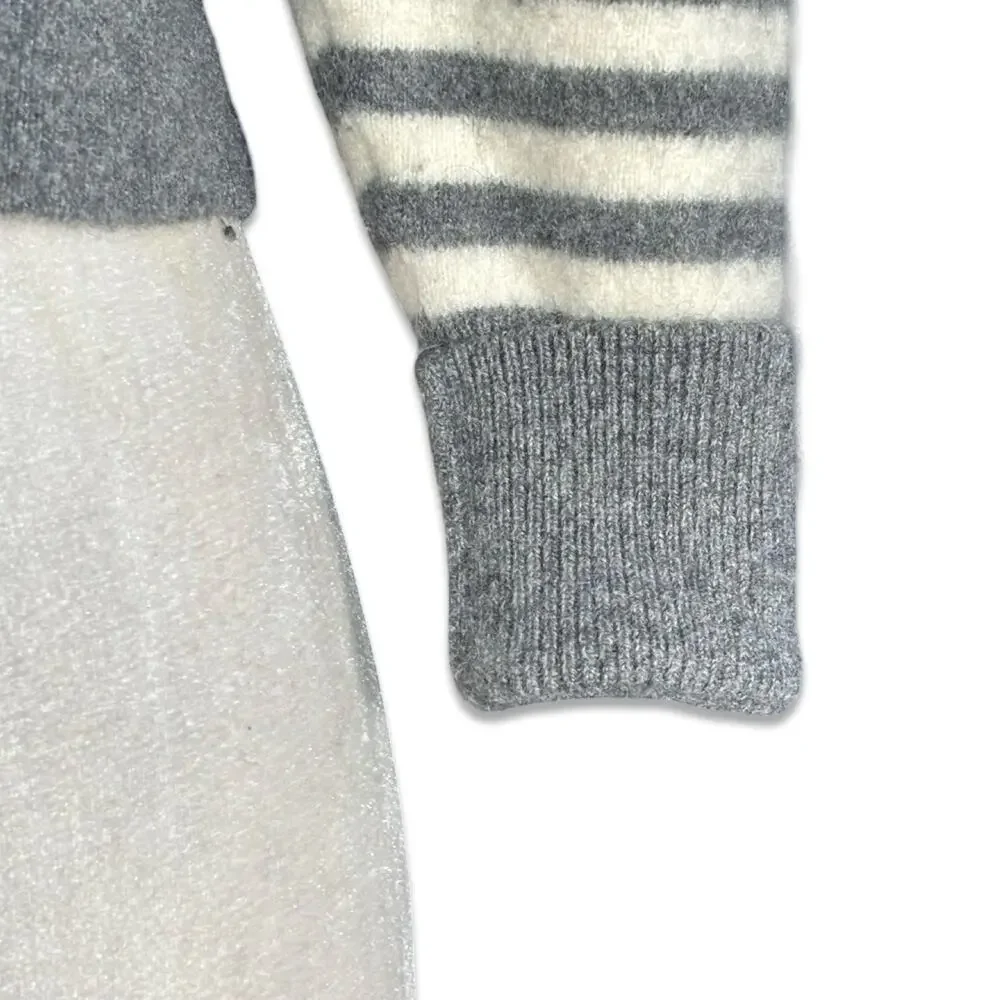 Everlane Striped Cashmere Mock Neck Sweater Gray White Small Cropped Knit